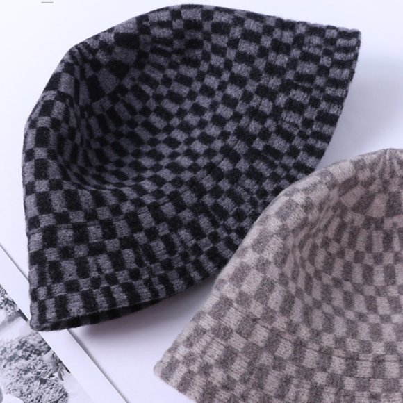 Autumn winter Wool Plaid contrast fisherman hat main image 4